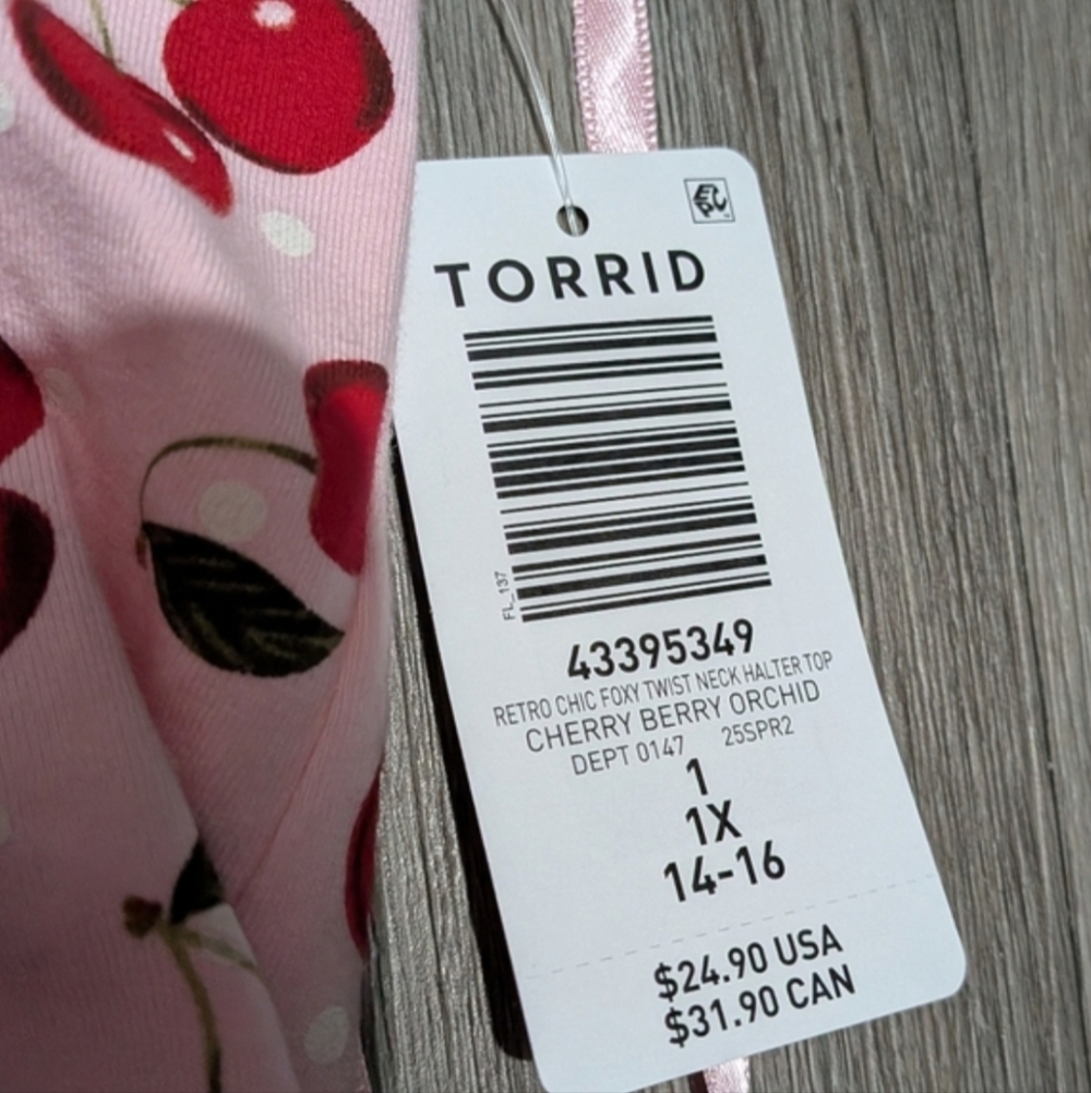 NEW Torrid Retro Chic Foxy Pink Cherry Halter Top Sz 1 NWT XL 1X Torrid Foxy - Picture 7 of 7